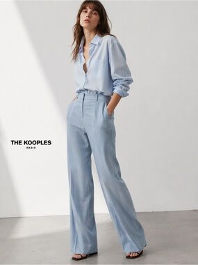 THE KOOPLES French Luxury Pale Blue Wide-Leg Tailored Trousers – NWT – MSRP $345